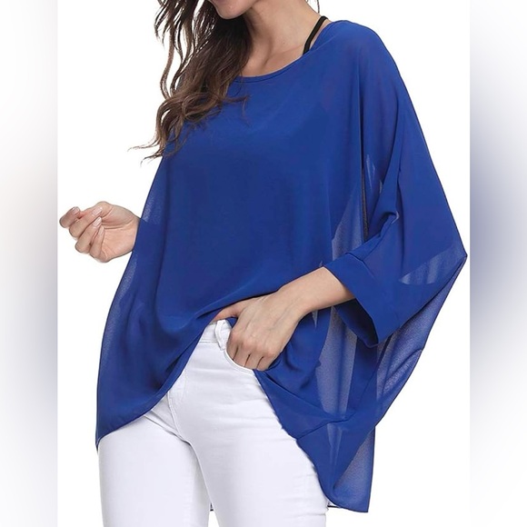 NWT Cobalt Blue Flowy Batwing Top - Picture 9 of 9